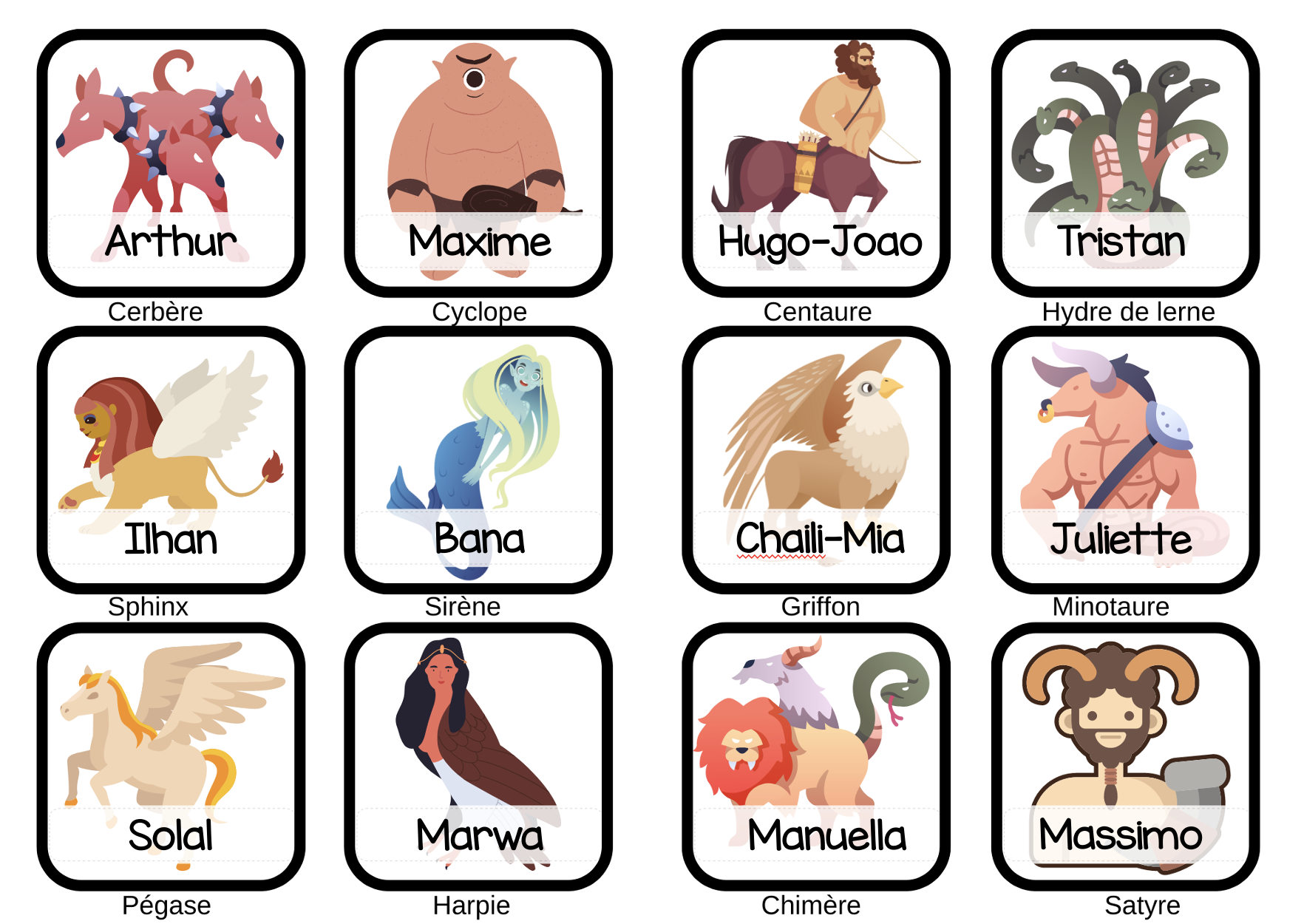 Affichage de classe Mythologie - Maîtresse Hérisson